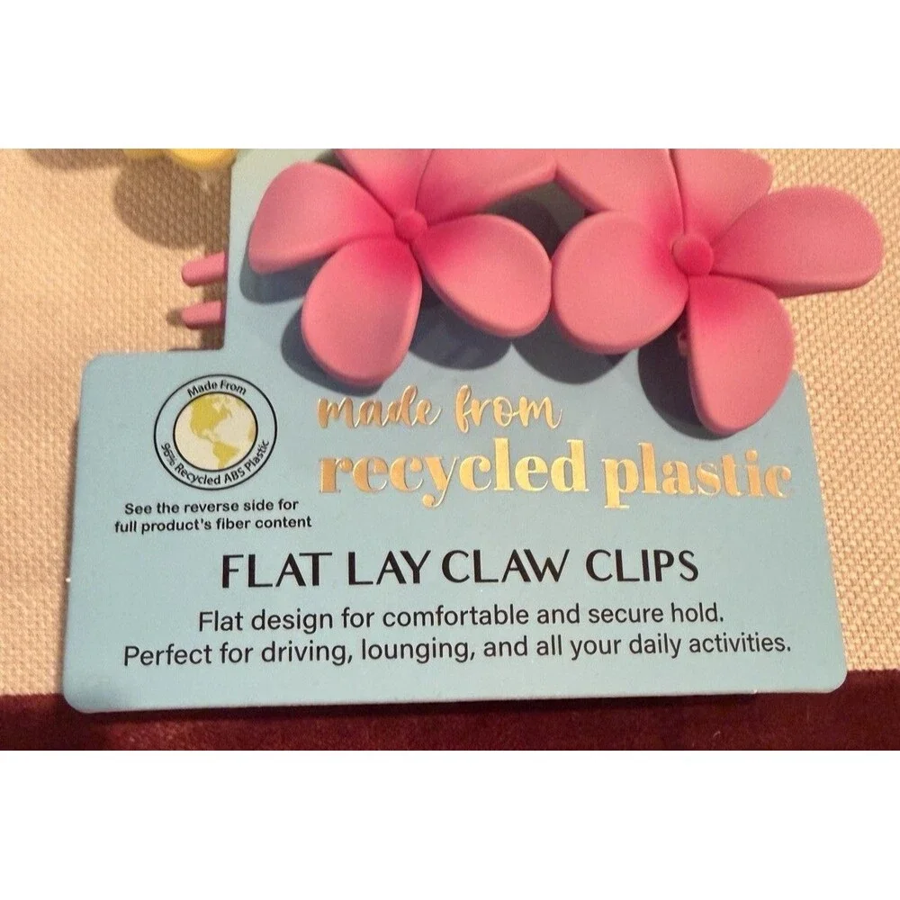 Piper K Lay Flat Claw Clips 3 Pack Floral Hair Accessories